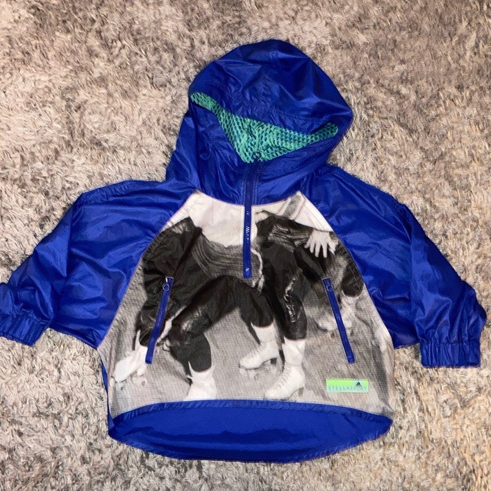 HTF ADIDAS STELLASPORT HALFZIPPER CROP HOODED WINDBREAKER WOMENS SMALL RARE 🛼